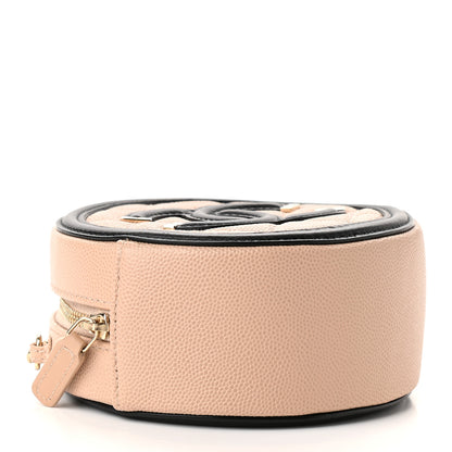 Chanel Caviar Quilted Round Filigree Crossbody Beige Black 5 of 10
