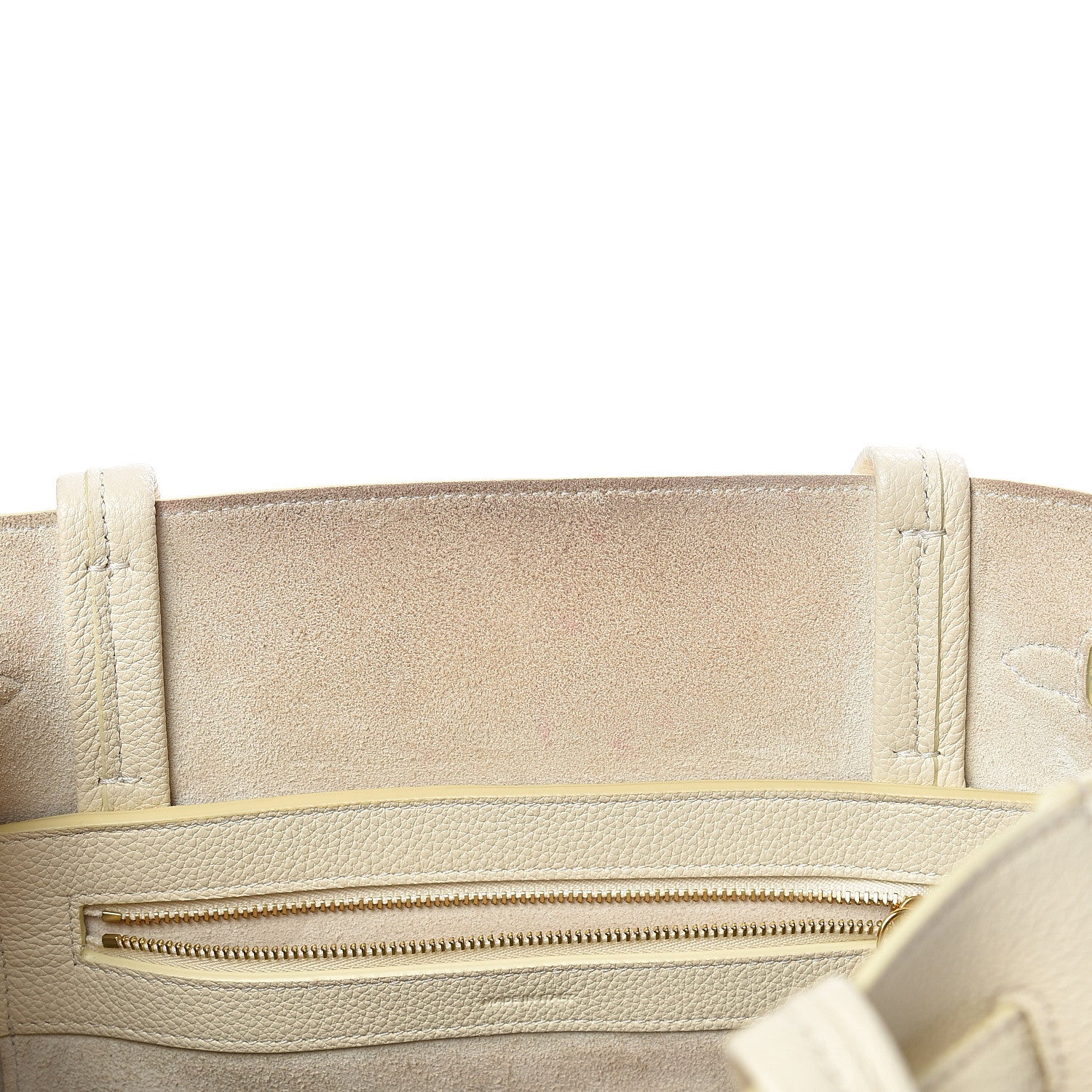 Celine Soft Grained Calfskin Small Belt Cabas Phantom Vanilla 13 of 17