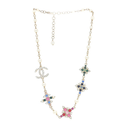 Chanel Pearl Crystal CC Necklace Light Gold Multicolor 3 of 6