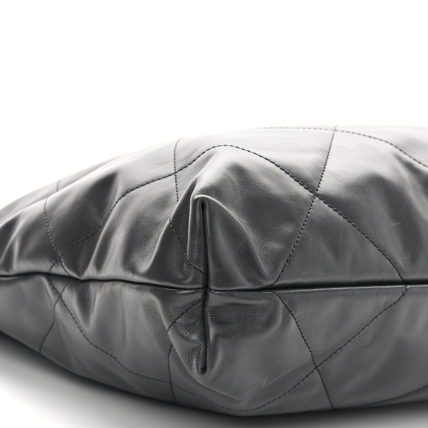 Shiny Calfskin Quilted Chanel 22 Dark Grey