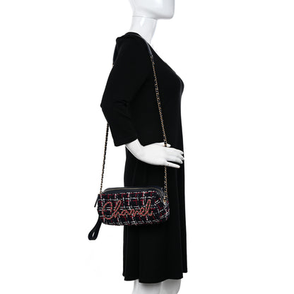Chanel Tweed Calfskin Signe Bowling Bag Navy Multicolor 2 of 10