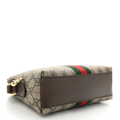 Gucci GG Supreme Monogram Textured Dollar Calfskin Web Small Ophidia Dome Shoulder Bag Beige Ebony New Acero 4 of 12