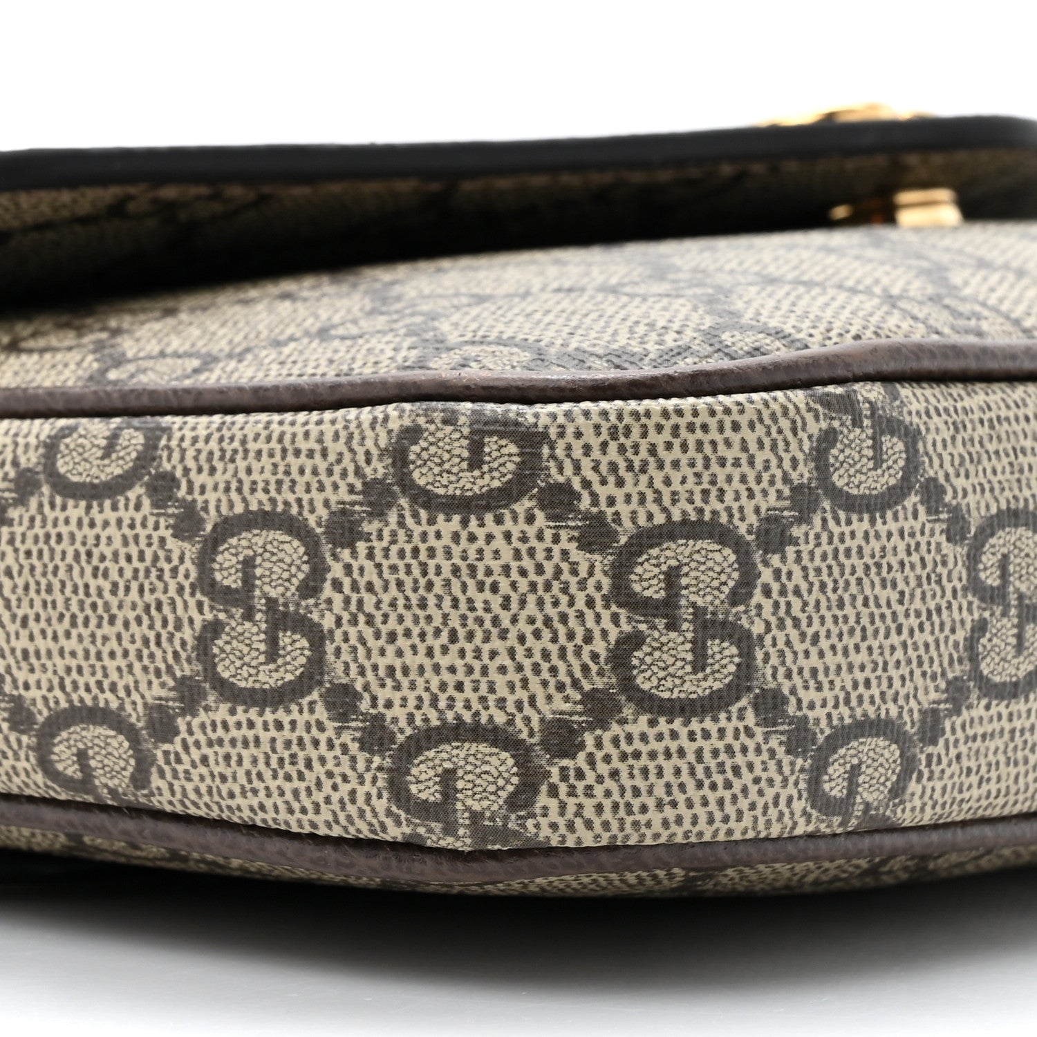 Gucci GG Supreme Monogram Textured Dollar Calfskin Web Mini Ophidia Envelope Shoulder Bag Beige Ebony 10 of 13