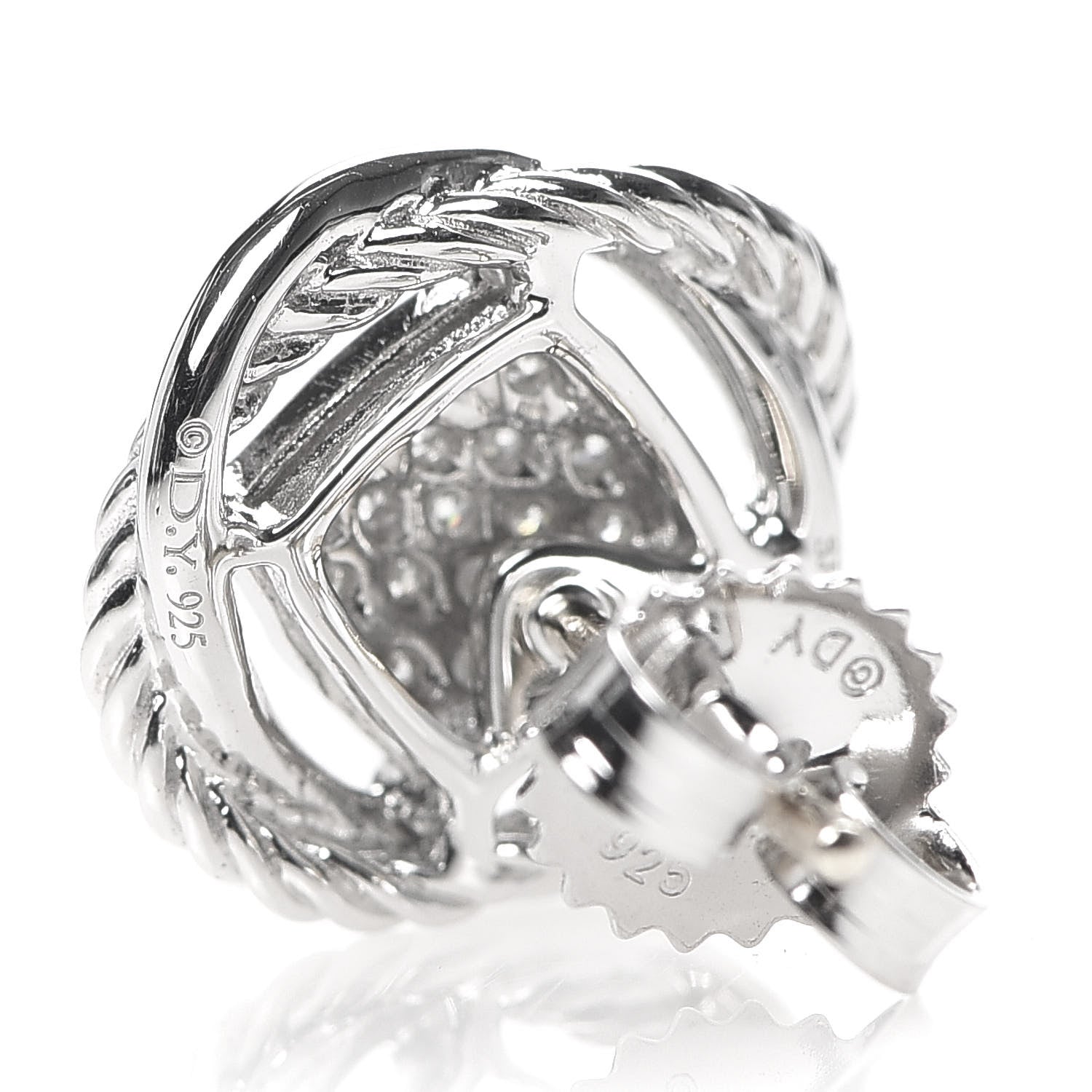 David Yurman Sterling Silver Diamond 13mm Infinity Earrings 4 of 4