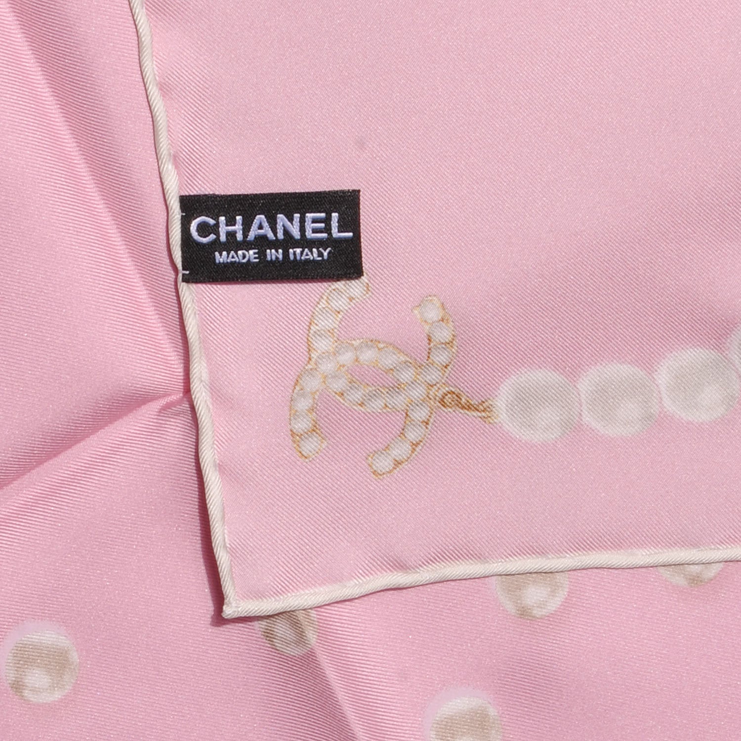Chanel Silk Pearl CC Square Scarf Pink 5 of 5