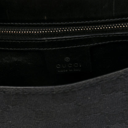Gucci Monogram Horsebit Chain Studded Flap Shoulder Bag Black 6 of 10