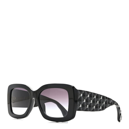 Chanel Acetate Quilted CC Rectangle Sunglasses 5483-A Black 1 of 8