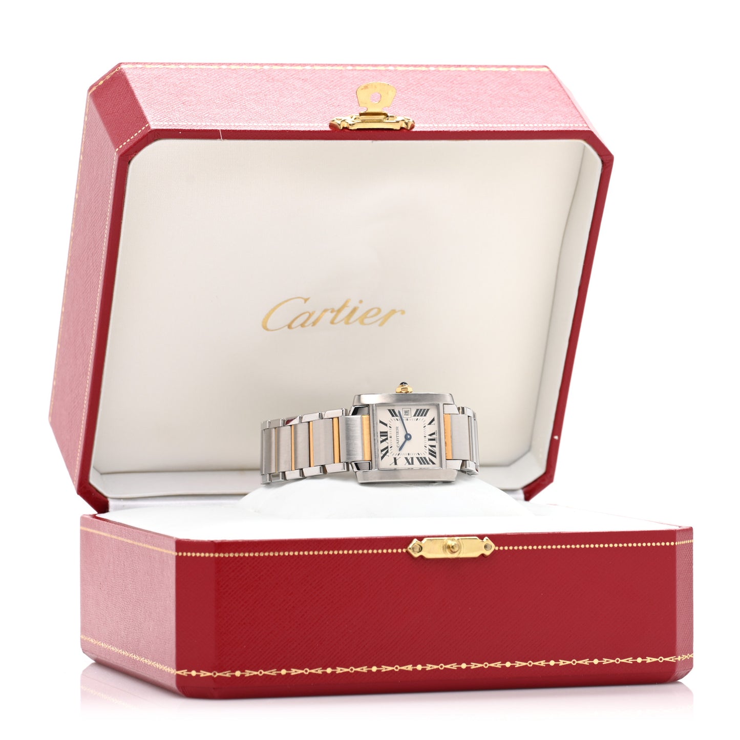 Stainless Steel 18K Yellow Gold 25mm Tank Francaise Quartz Watch