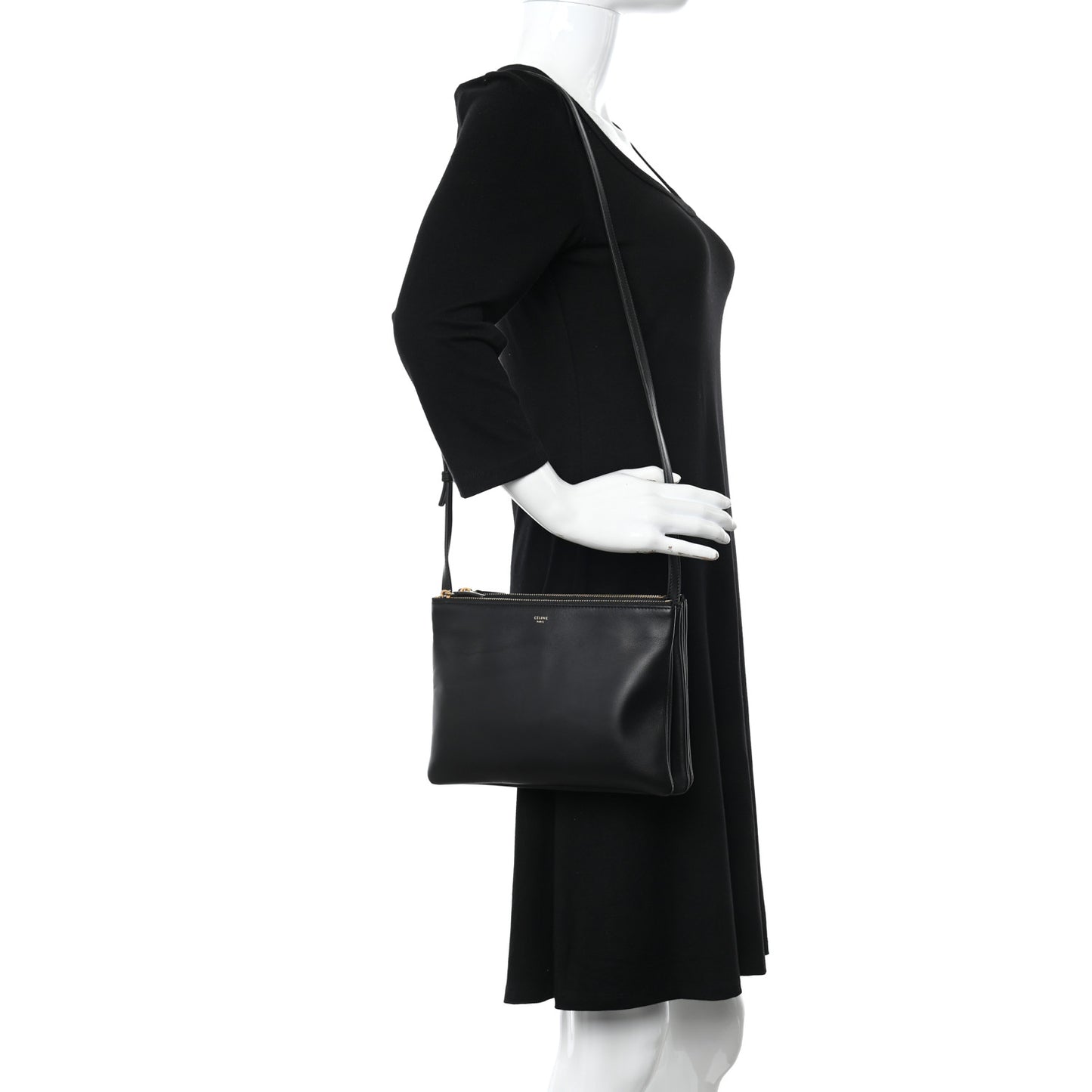 Lambskin Large Trio Crossbody Bag Black