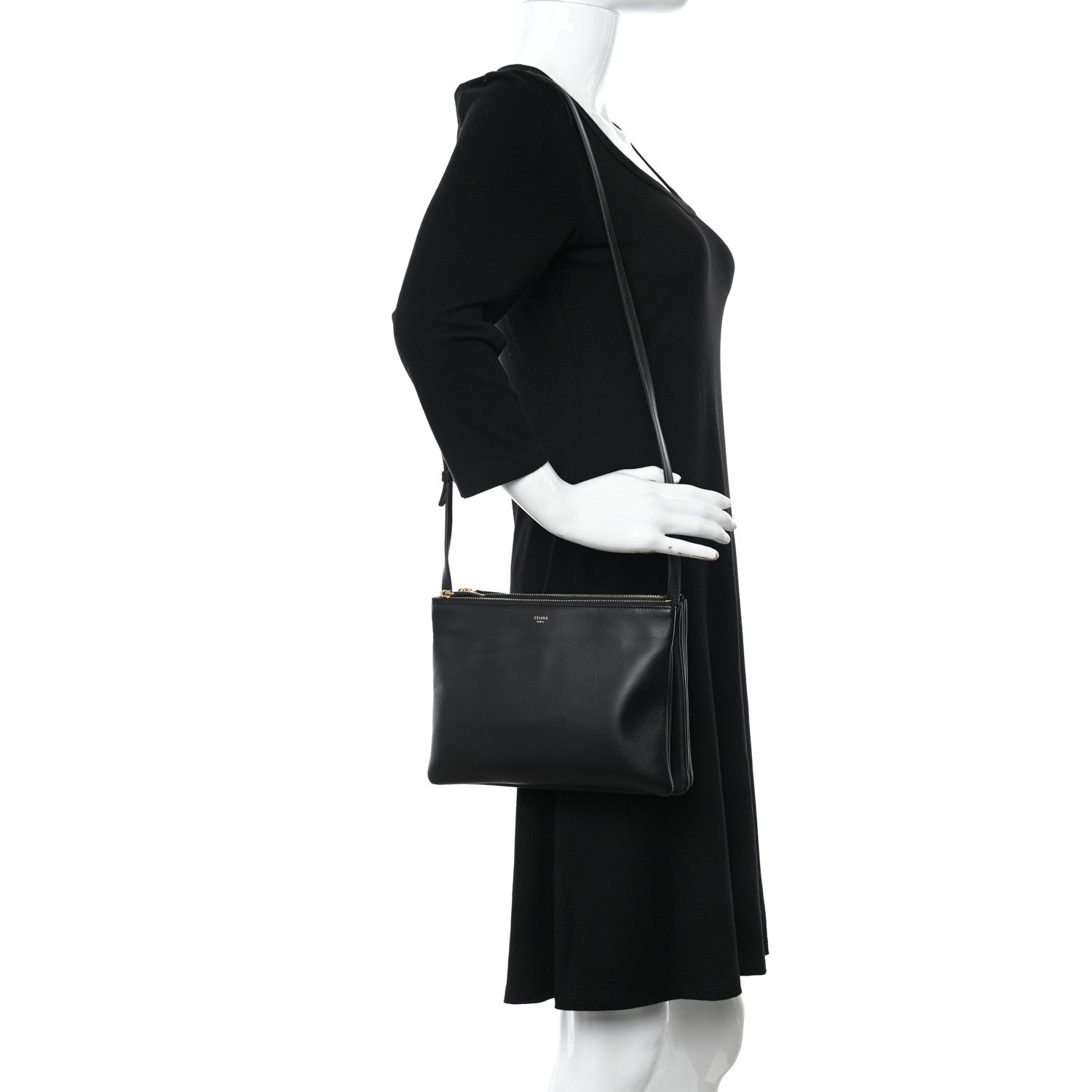 Celine Lambskin Large Trio Crossbody Bag Black 2 of 9