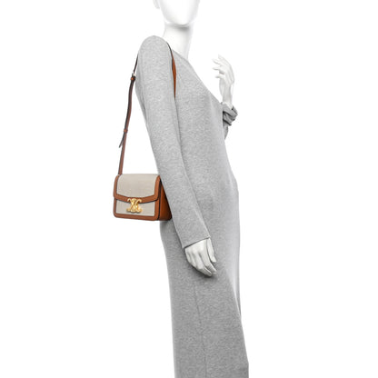 Celine Textile Natural Calfskin Teen Triomphe White Tan 2 of 14