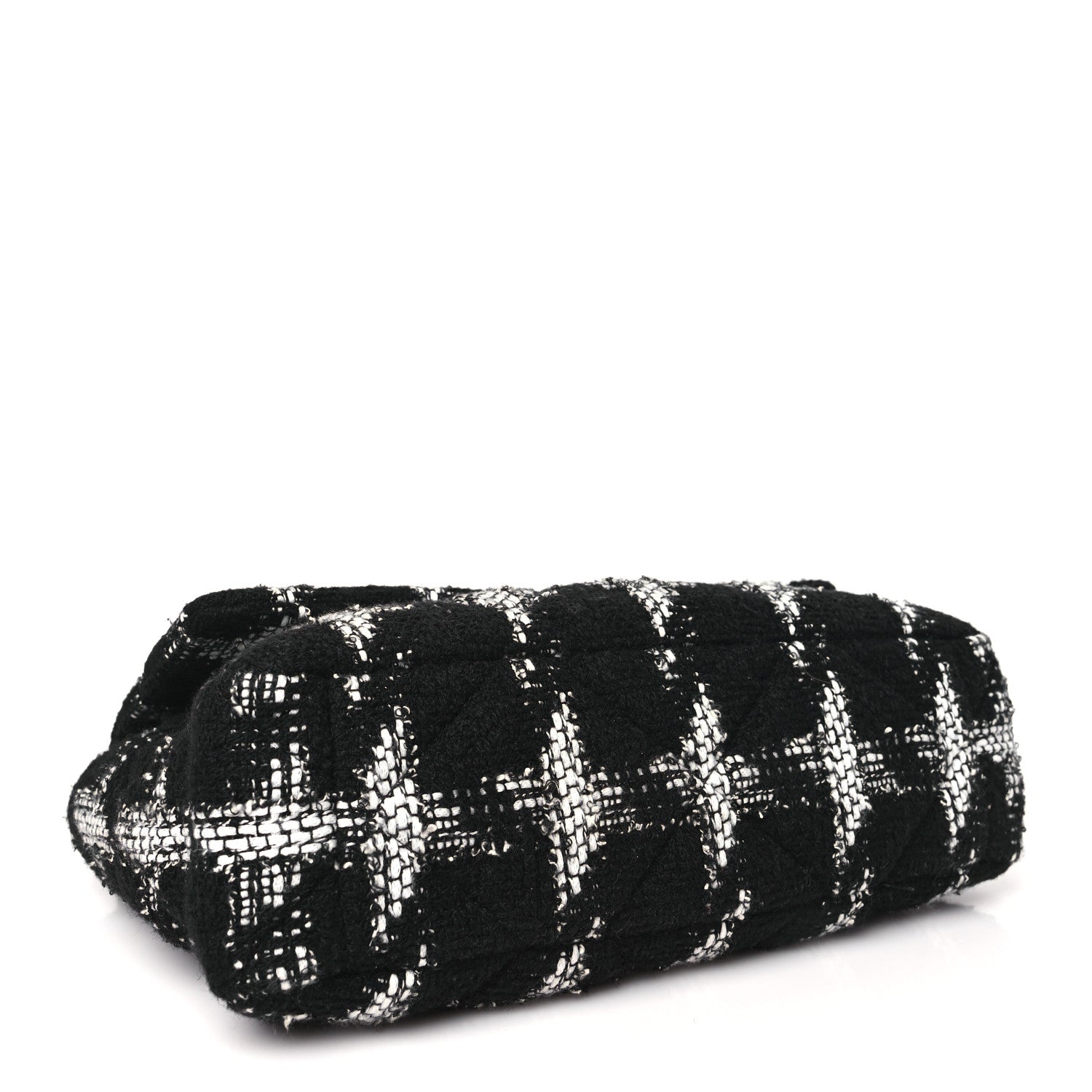 Chanel Tweed Quilted Large Chanel 19 Flap Black Ecru White 4 of 10