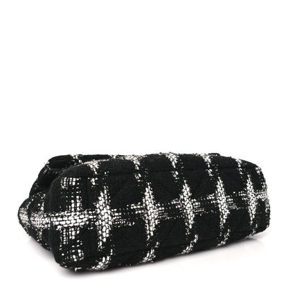 Chanel Tweed Quilted Large Chanel 19 Flap Black Ecru White 4 of 10