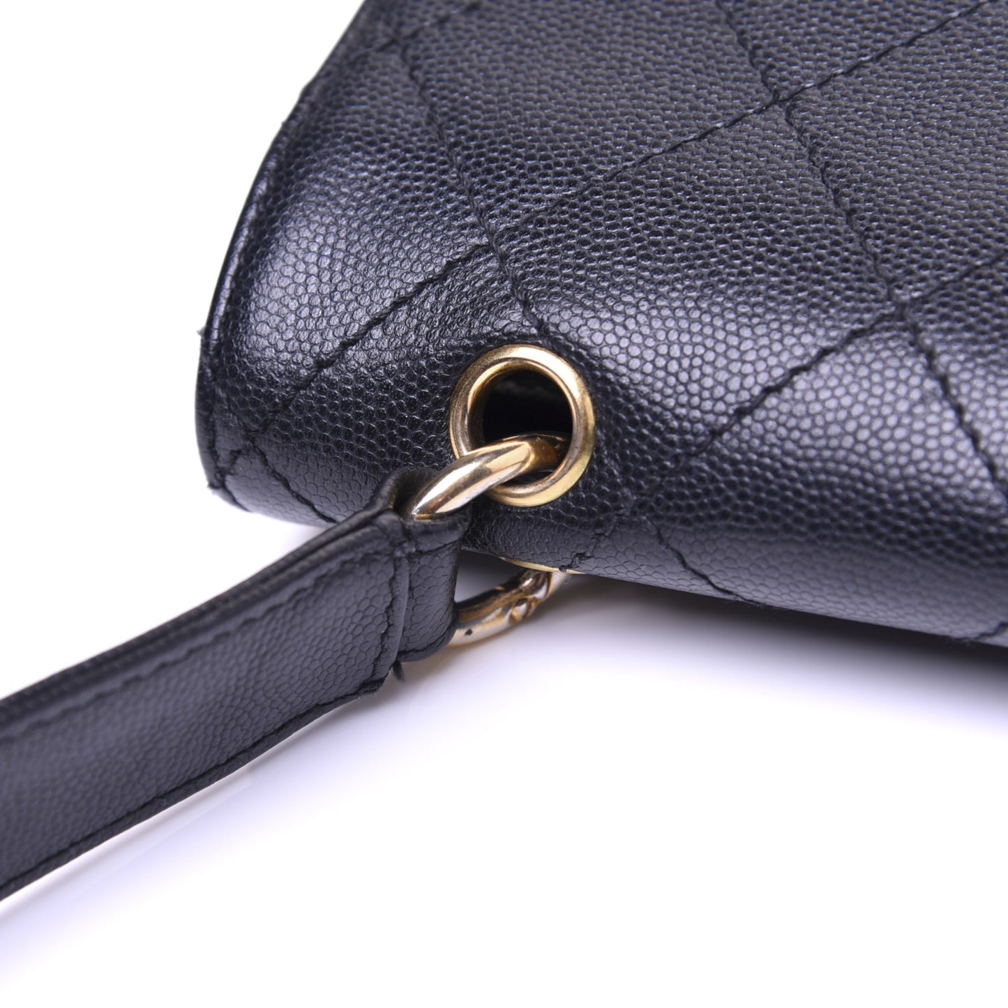 Caviar Diamond Stitched Flap Shoulder Bag Black