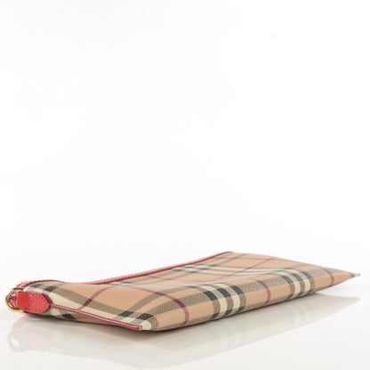 Burberry Haymarket Check Small Peyton Crossbody Clutch Bag Coral Red 6 of 11