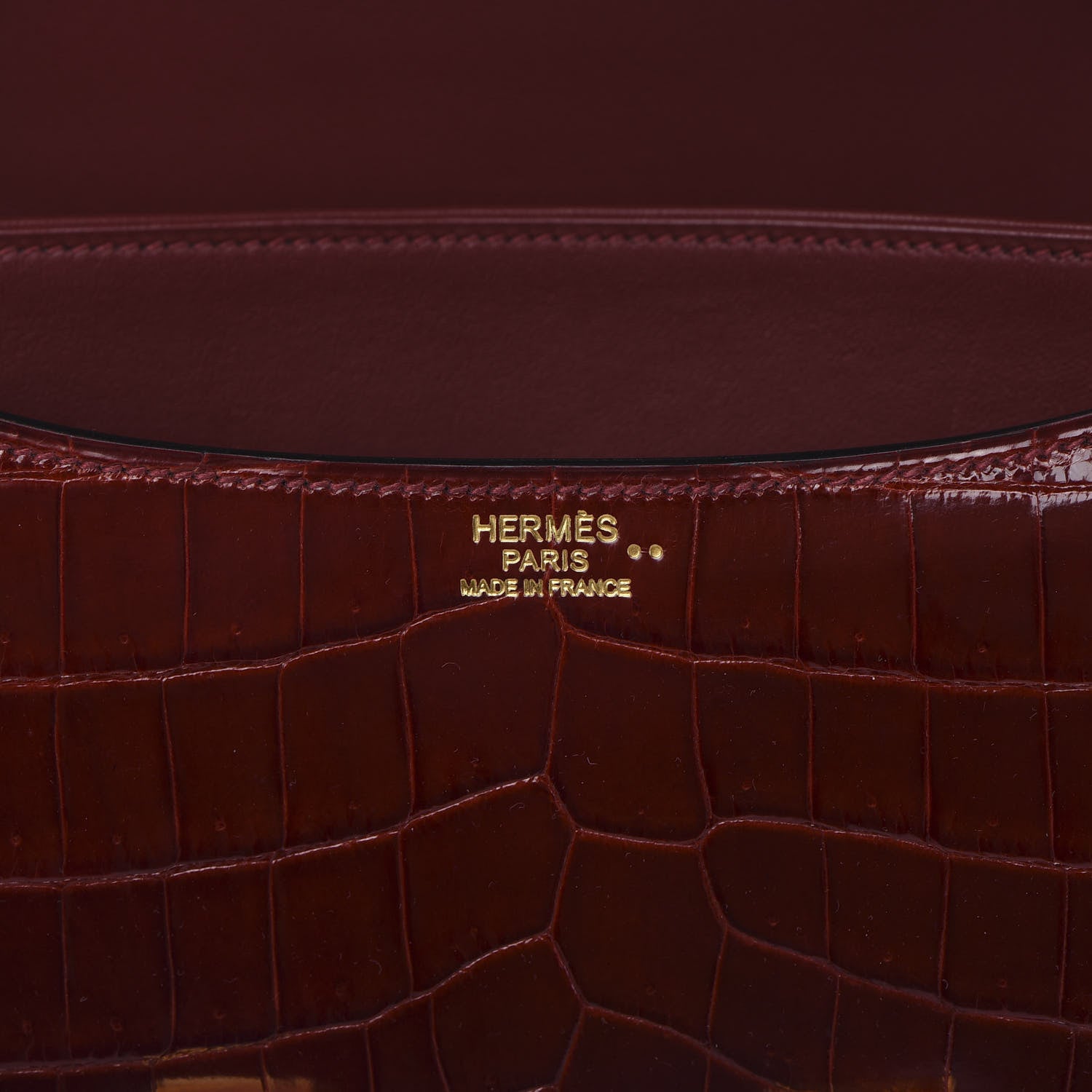 Hermes Shiny Niloticus Crocodile Lizard Marquette Constance 24 Rouge H 5 of 22