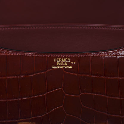 Hermes Shiny Niloticus Crocodile Lizard Marquette Constance 24 Rouge H 5 of 22