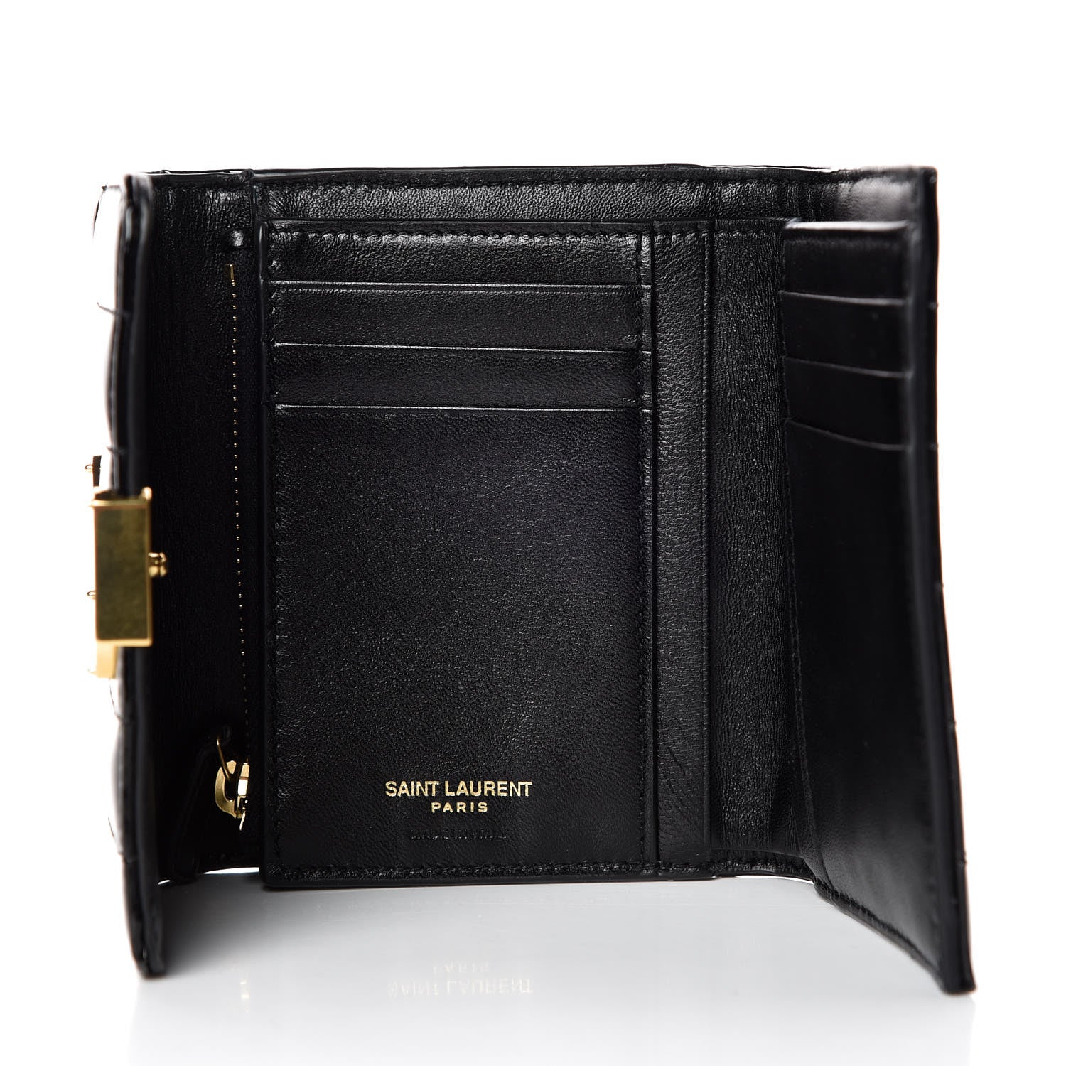 Saint Laurent Patent Matelasse Monogram Vicky Tri-Fold Wallet Black 5 of 7