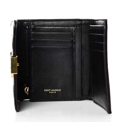 Saint Laurent Patent Matelasse Monogram Vicky Tri-Fold Wallet Black 5 of 7
