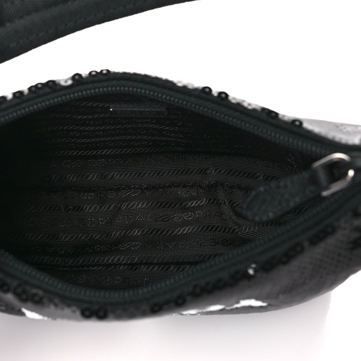 Paillettes Sequin Mini Re-Edition 2000 Bag Black White