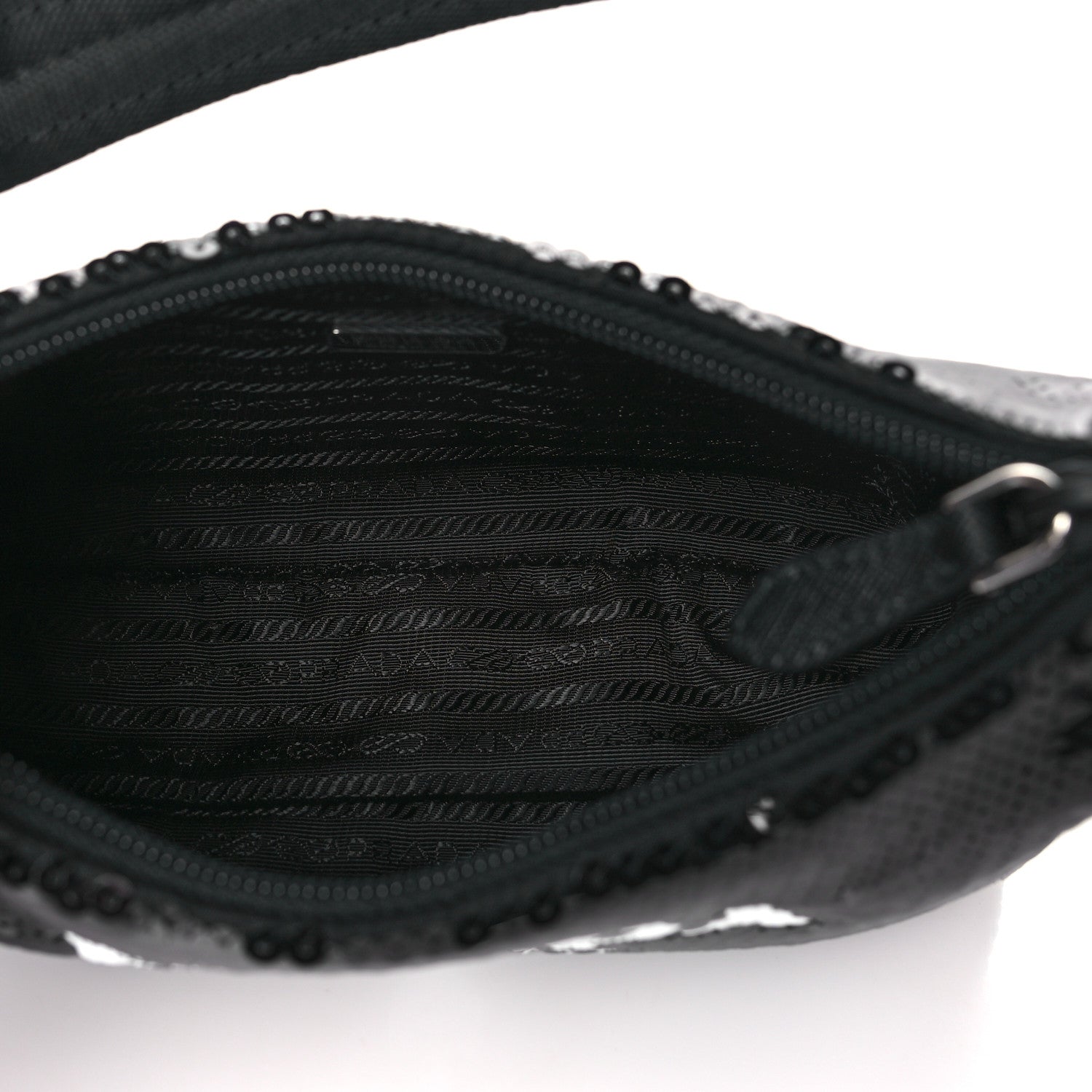 Prada Paillettes Sequin Mini Re-Edition 2000 Bag Black White 5 of 10