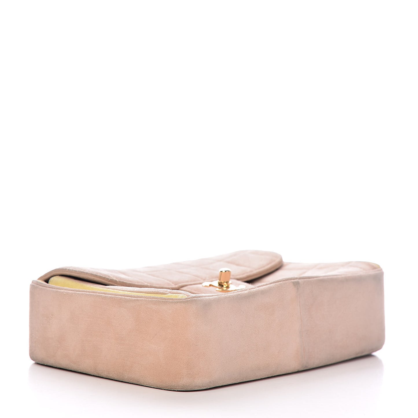 Suede Chocolate Bar Top Handle Flap Beige