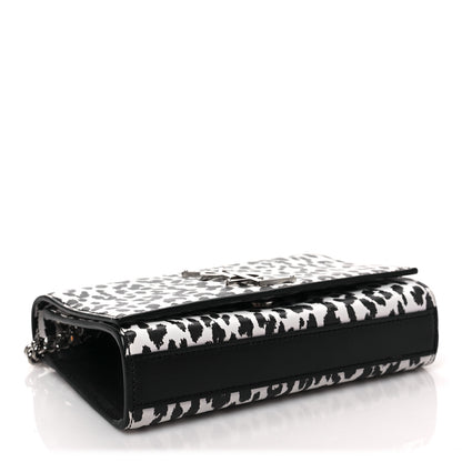 Saint Laurent Calfskin Leopard Small Monogram Kate Satchel White Black 3 of 6