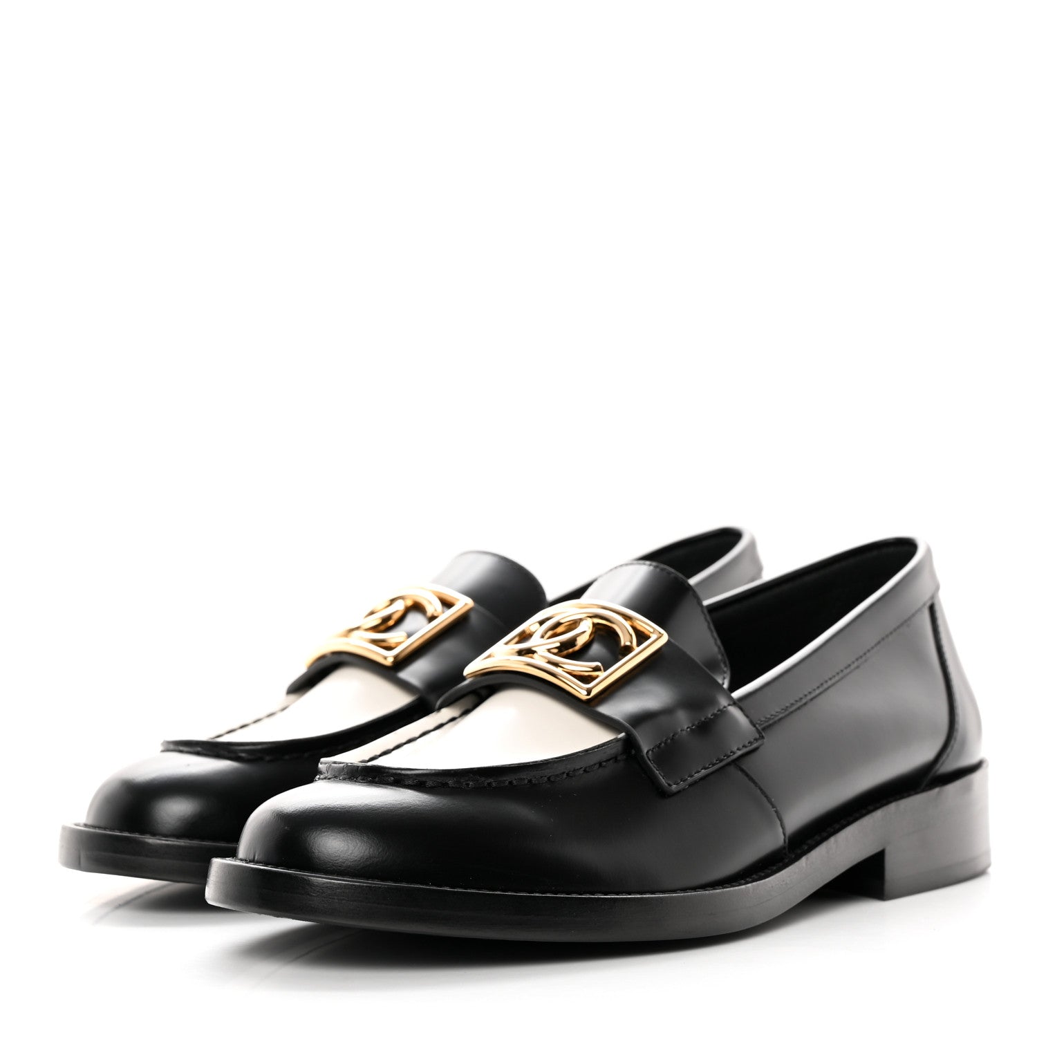 Chanel Shiny Calfskin CC Loafers 36 Black White 3 of 12
