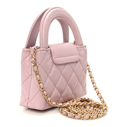 Chanel Shiny Aged Calfskin Quilted Mini Nano Kelly Shopper Light Pink 3 of 11