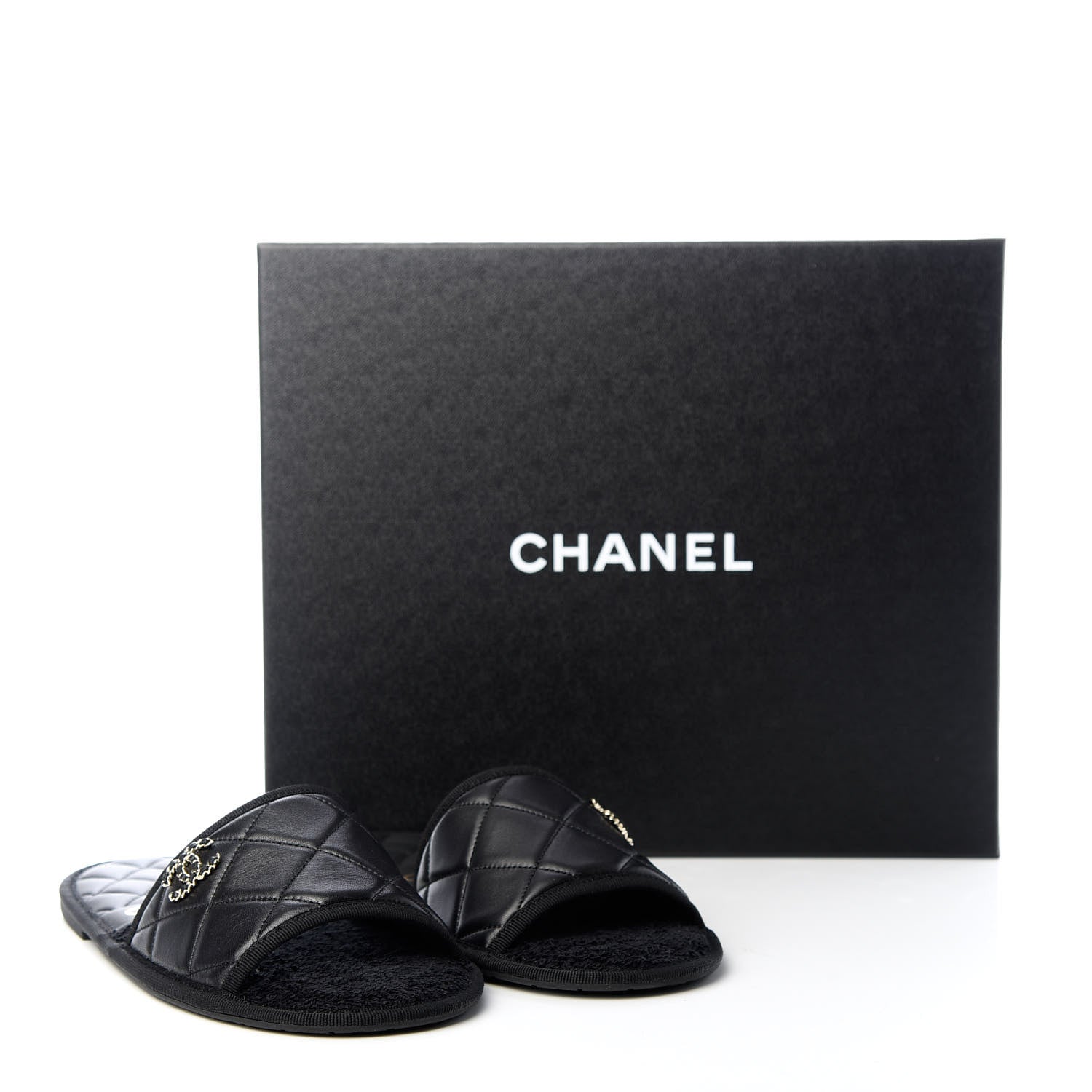 Chanel Lambskin Quilted CC Mules Sandals S Black 11 of 11
