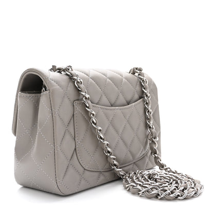 Chanel Lambskin Quilted Mini Rectangular Flap Grey 3 of 13