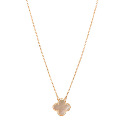 Van Cleef & Arpels 18K Yellow Gold Mother of Pearl Vintage Alhambra Pendant Necklace 1 of 5