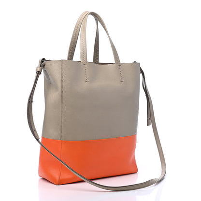 Celine Grained Calfskin Small Vertical Bi-Cabas Fluo Orange Taupe 2 of 8
