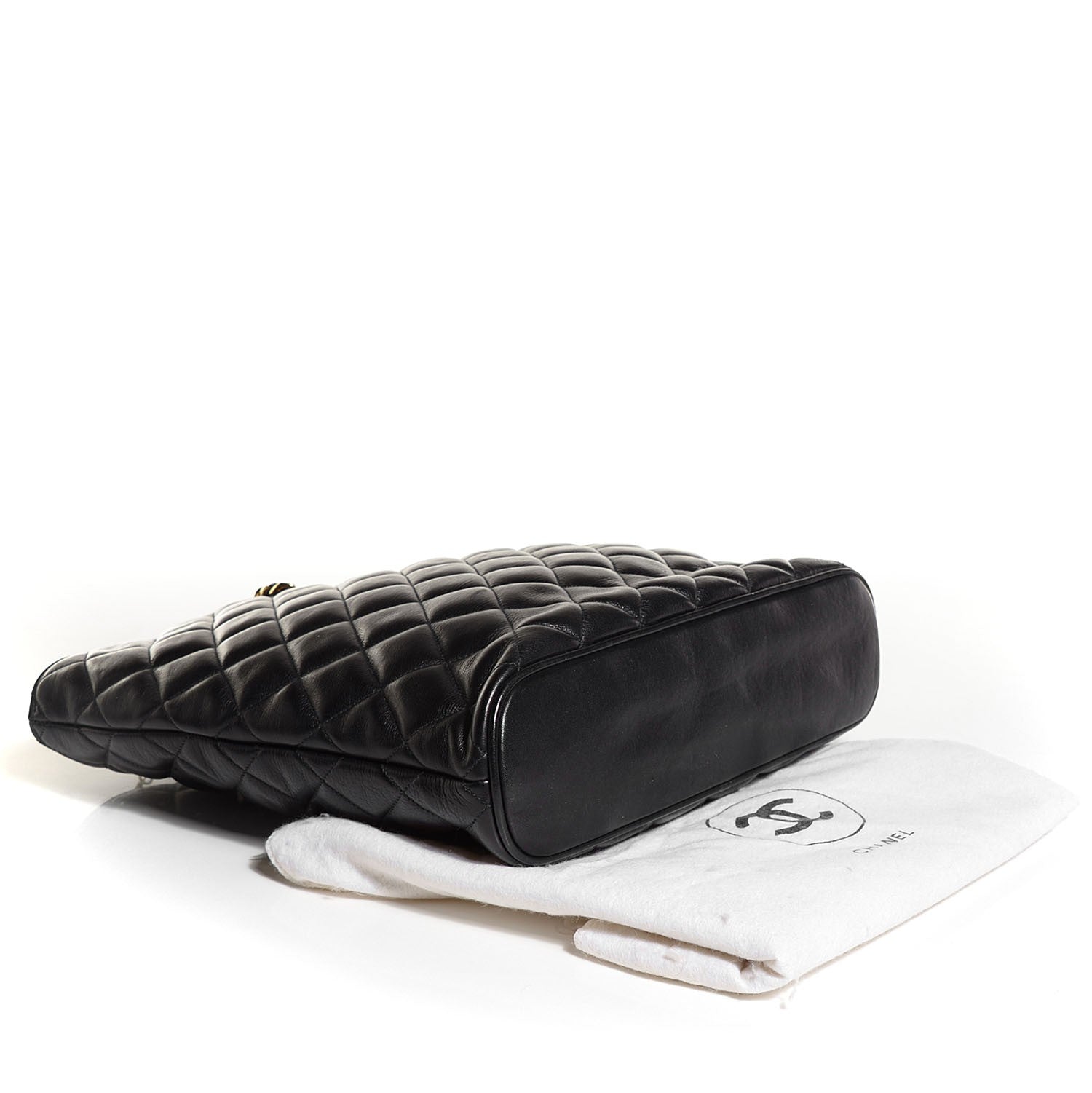 Chanel Lambskin Quilted CC Shopping Tote Black 4 of 9