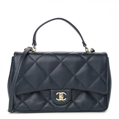 Chanel Lambskin Quilted Easy Carry Flap Navy 1 of 9