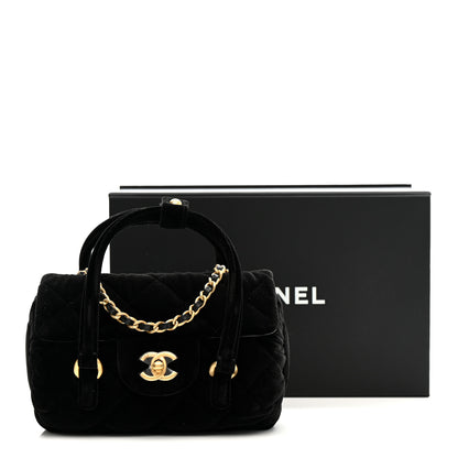 Chanel Velvet Quilted Mini Top Handle Flap Black 23 of 23