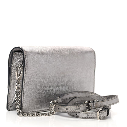 Miu Miu Metallic Goatskin Madras Mini Miu Logo Shoulder Bag Cromo 2 of 8