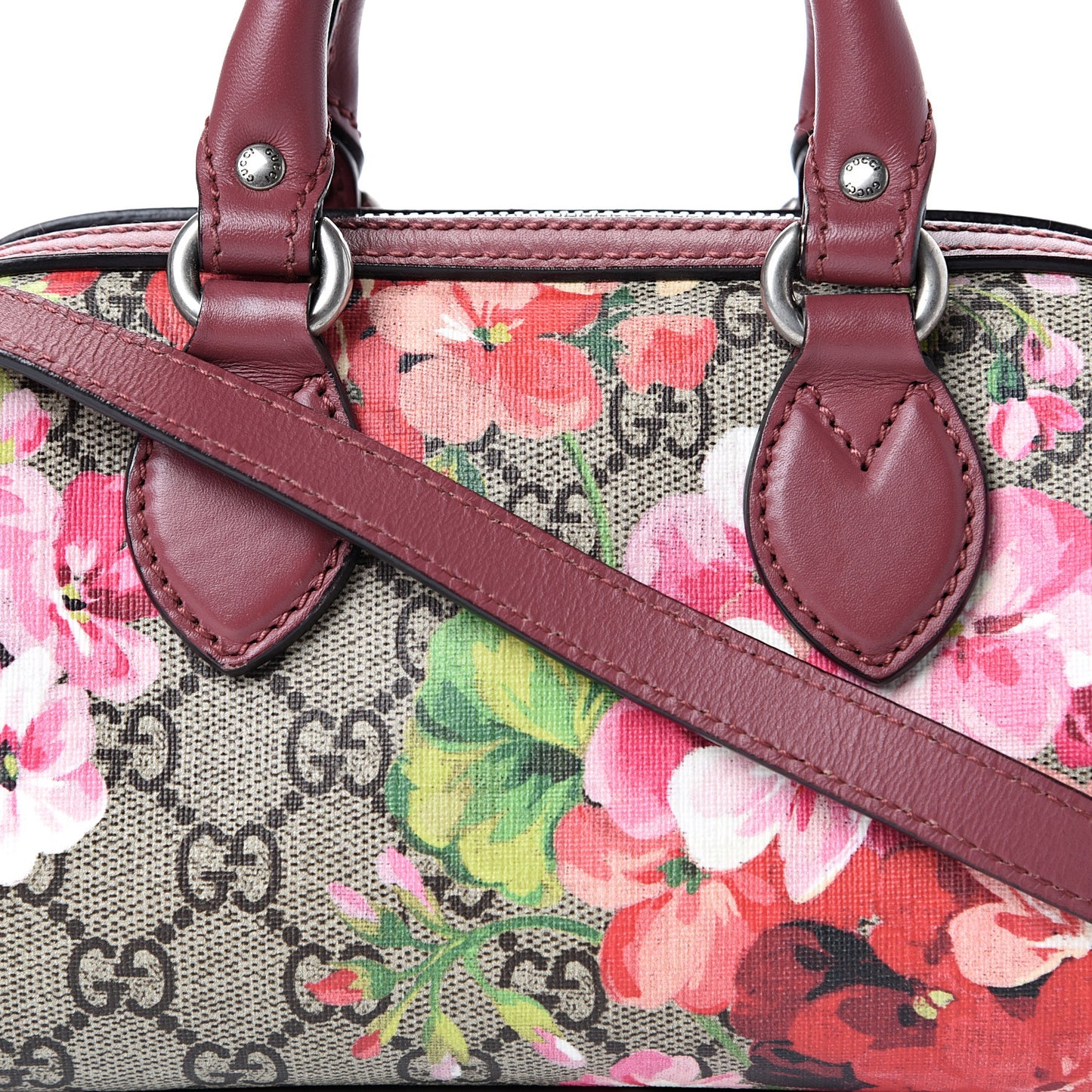 GG Supreme Monogram Blooms Mini Boston Beige Multicolor Dry Rose