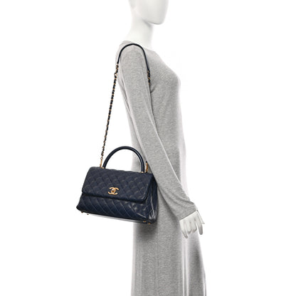 Chanel Caviar Quilted Small Coco Handle Flap Blue 2 of 10