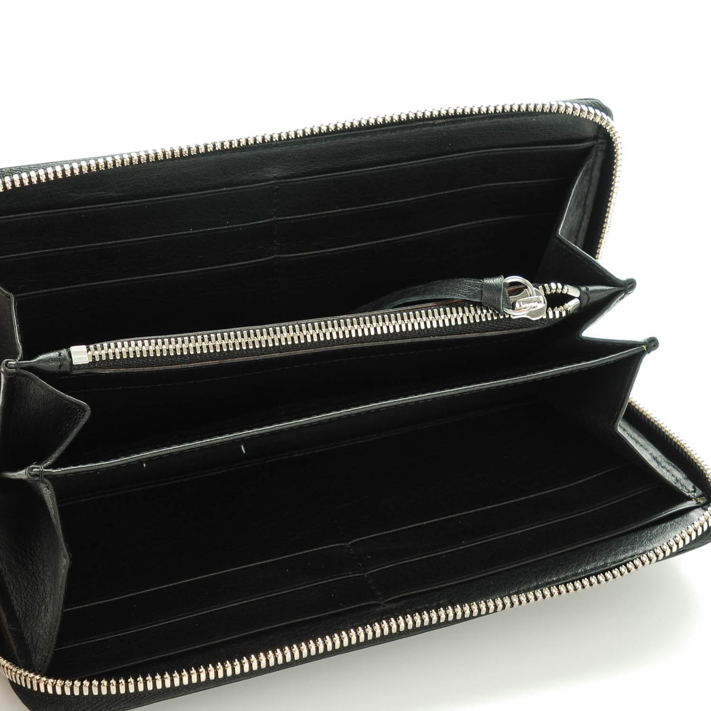 Calfskin Papier Continental Zip Around Wallet Black