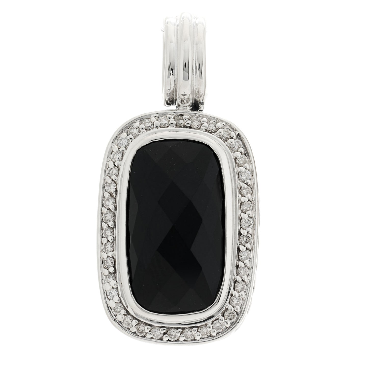 Sterling Silver Diamond Black Onyx 18mm Albion Enhancer Pendant