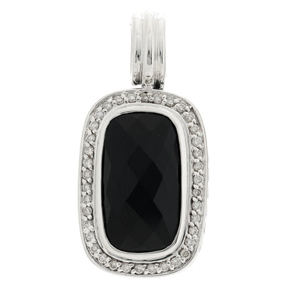 David Yurman Sterling Silver Diamond Black Onyx 18mm Albion Enhancer Pendant 1 of 4