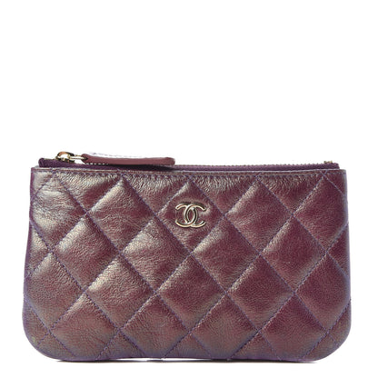 Chanel Iridescent Lambskin Quilted Small Cosmetic Case Purple 1 of 8