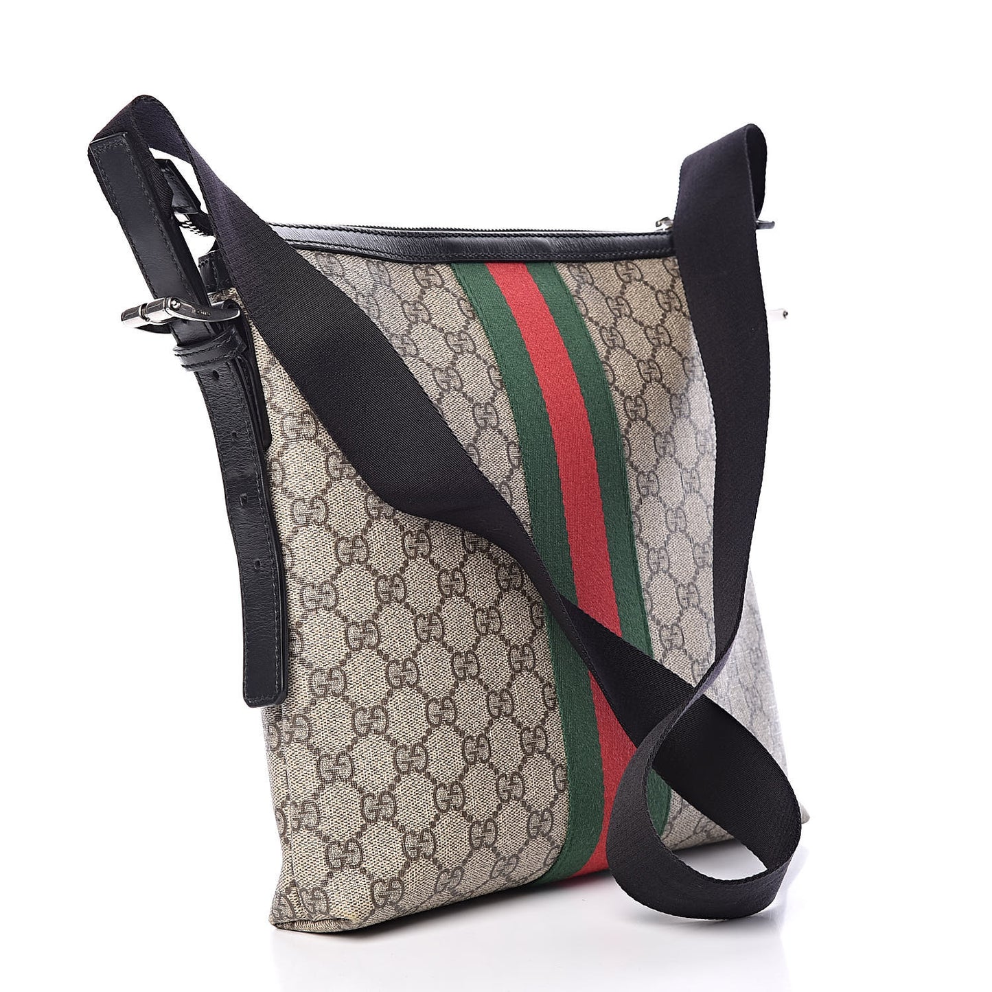 GG Supreme Monogram Web Messenger Bag Black