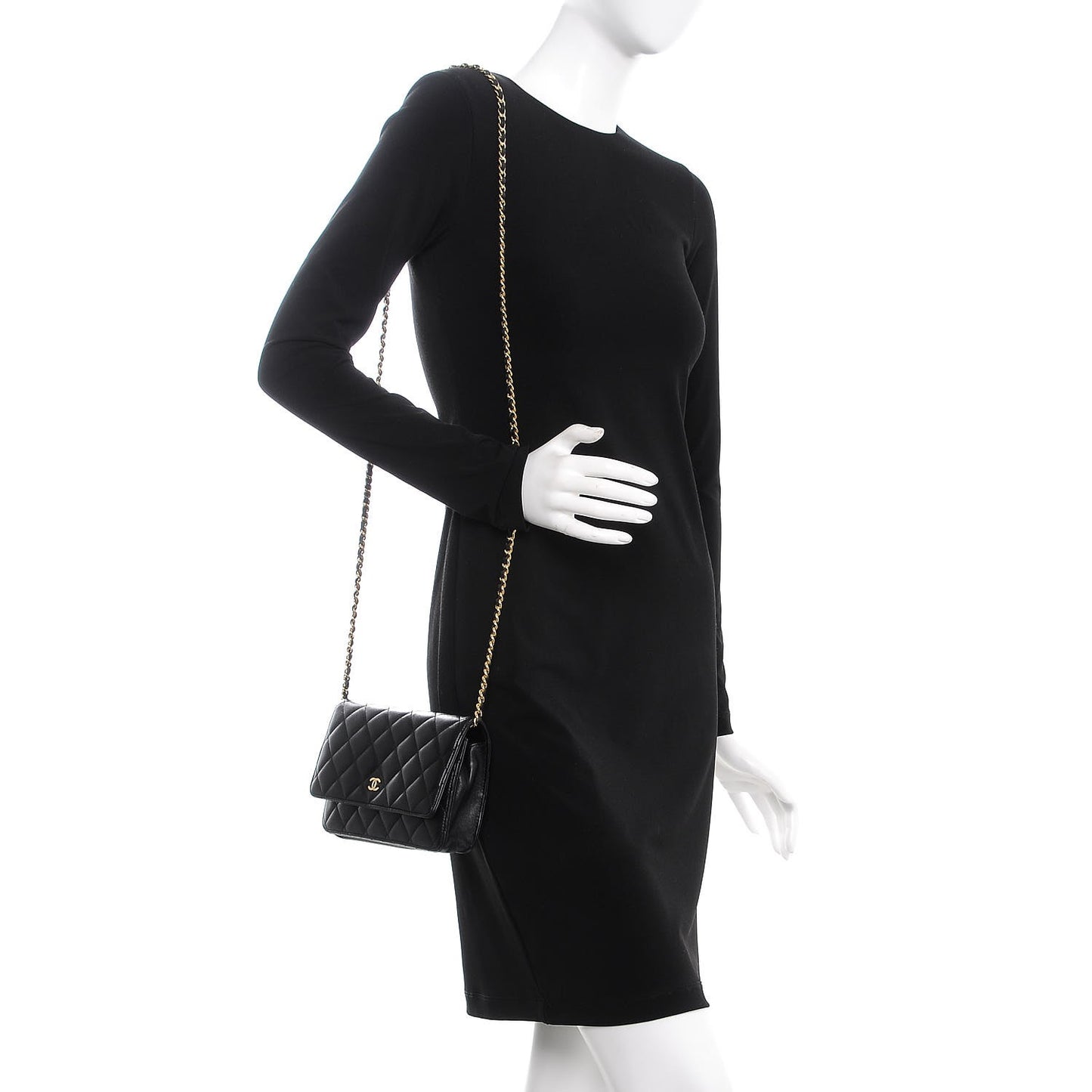 Lambskin Quilted Wallet On Chain WOC Black