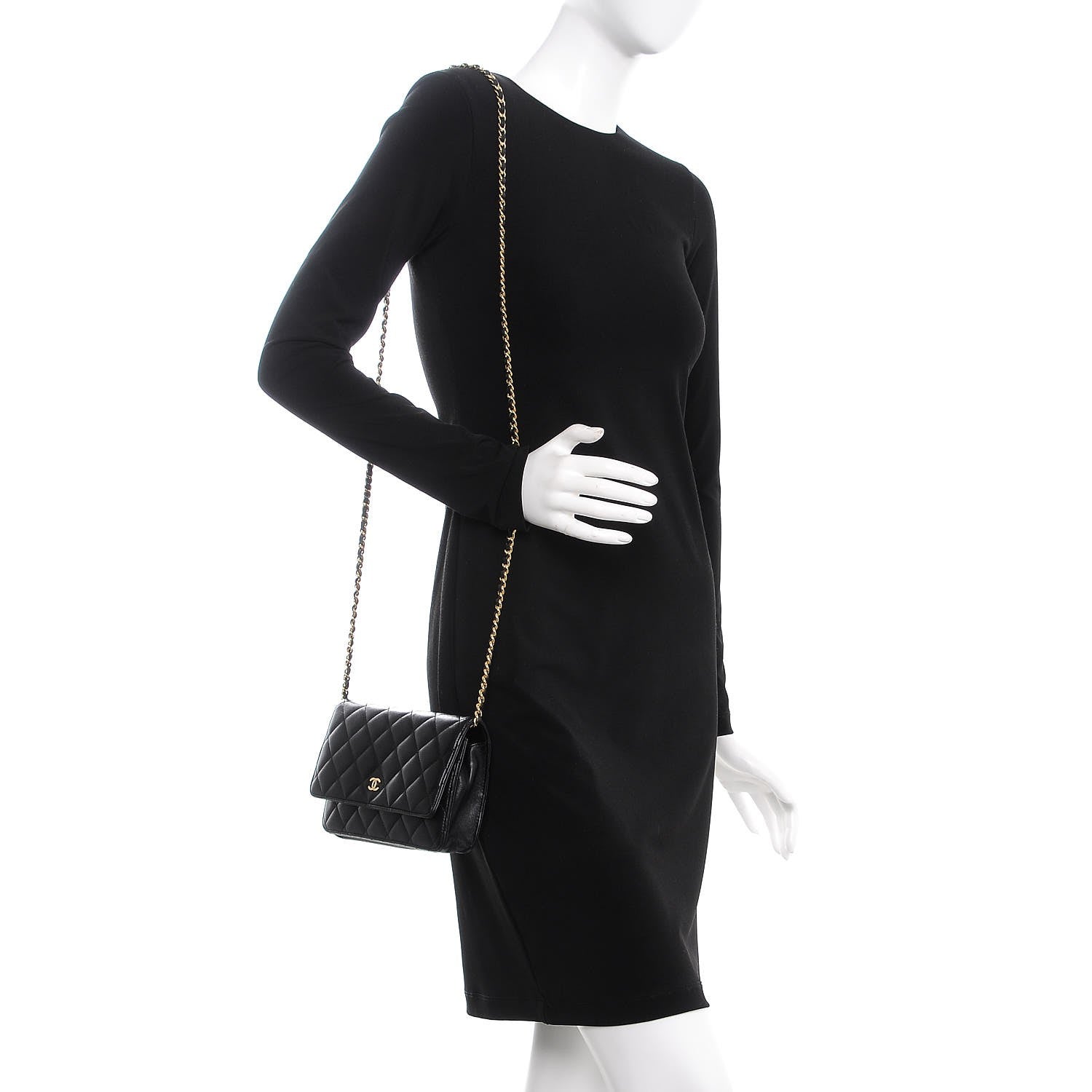 Chanel Lambskin Quilted Wallet On Chain WOC Black 2 of 9
