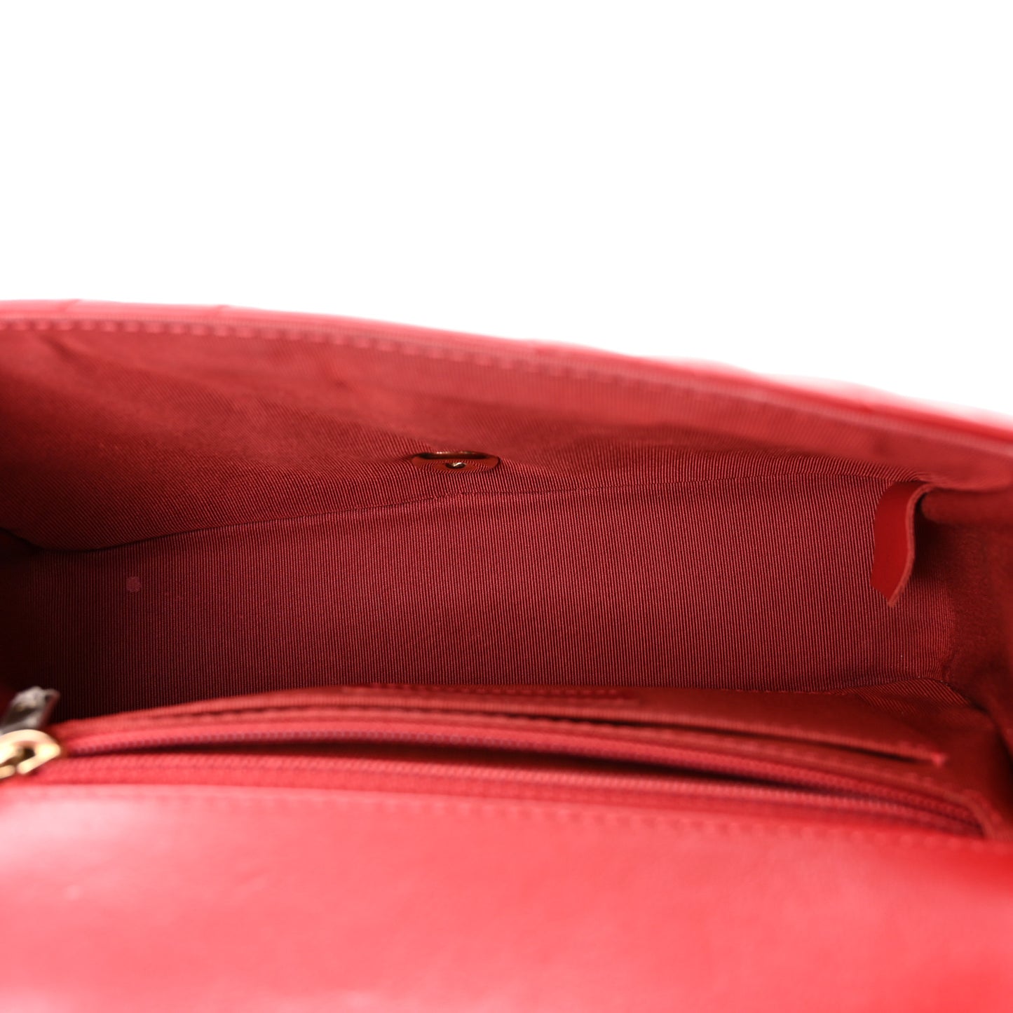 Calfskin Chevron Quilted Mini Statement Flap Red