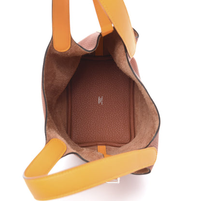 Hermes Taurillon Clemence Swift Picotin 18 PM Cuivre Jaune D'or 4 of 11