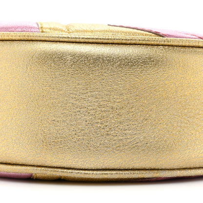 Gucci Metallic Nappa Matelasse Heart Mini GG Marmont Round Shoulder Bag Oro Vecchio Rosa 8 of 13