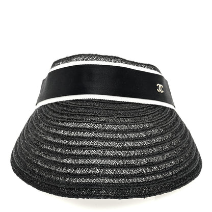 Chanel Abaca Cotton Ribbon Visor S Black 2 of 7